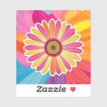 Sticker floral coloré Gerbera Daisy