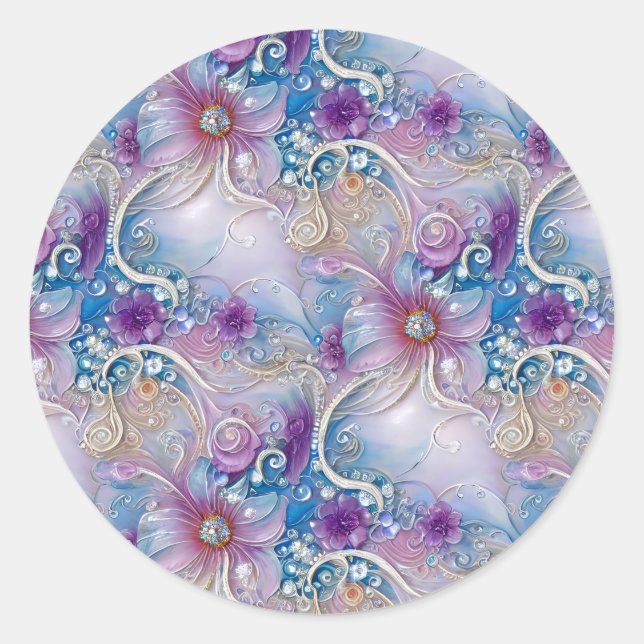 Sticker floral coloré pour pierres précieuses (Devant)