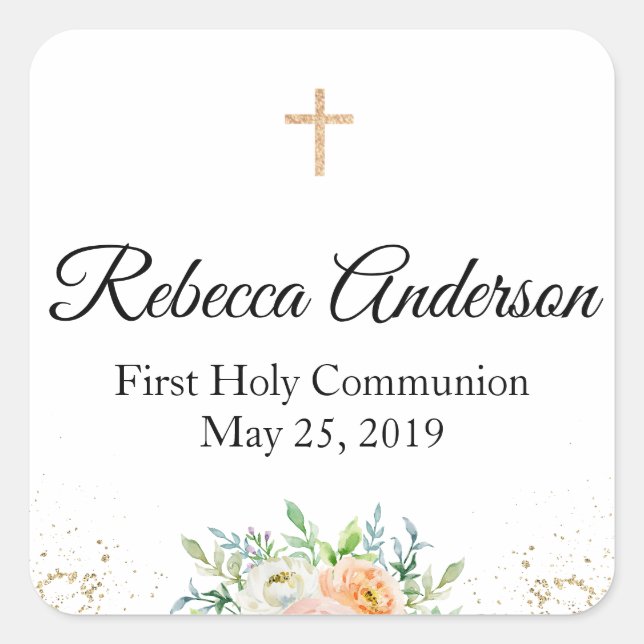 Sticker floral de la première communion (Devant)
