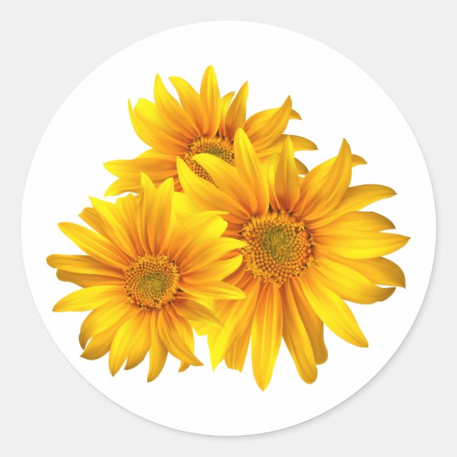 Sticker floral de tournesol jaune / Sceau (Devant)