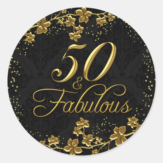 Sticker Floral Gold 50 & Fabuleux Anniversaire (Devant)