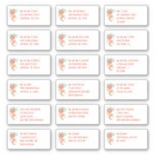 Sticker Floral Invité Noms individuels Adresses Expédition