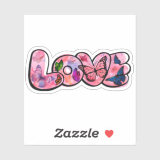 Sticker Floral Love Typography 