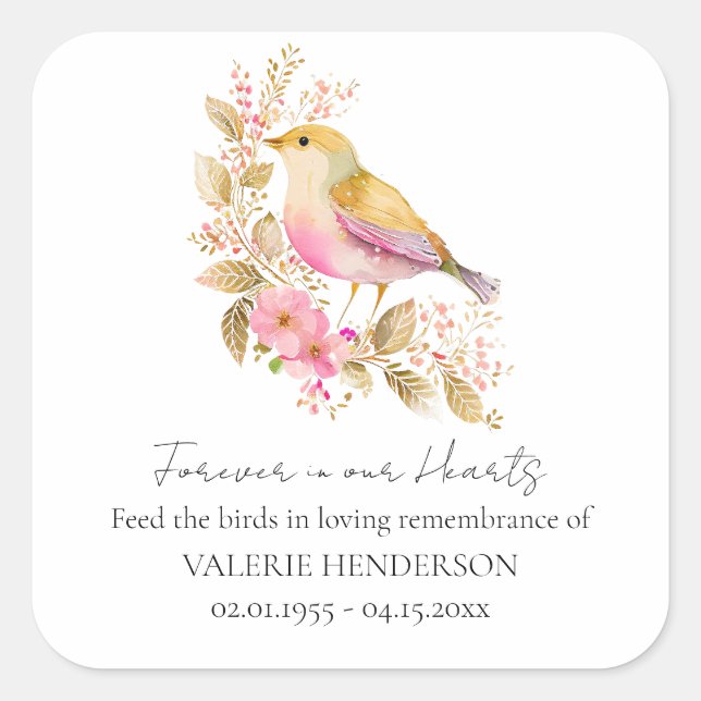 Sticker Floral Memorial Bird Faveurs de semences (Devant)