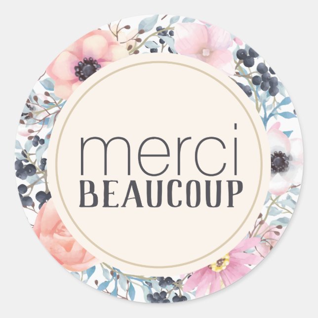 Sticker floral Merci Beaucoup Merci (Devant)
