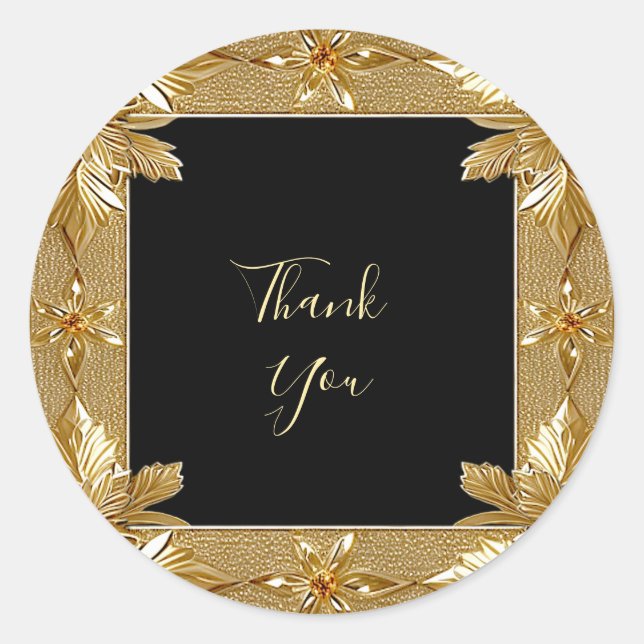 Sticker Floral Orné Noir Or (Devant)