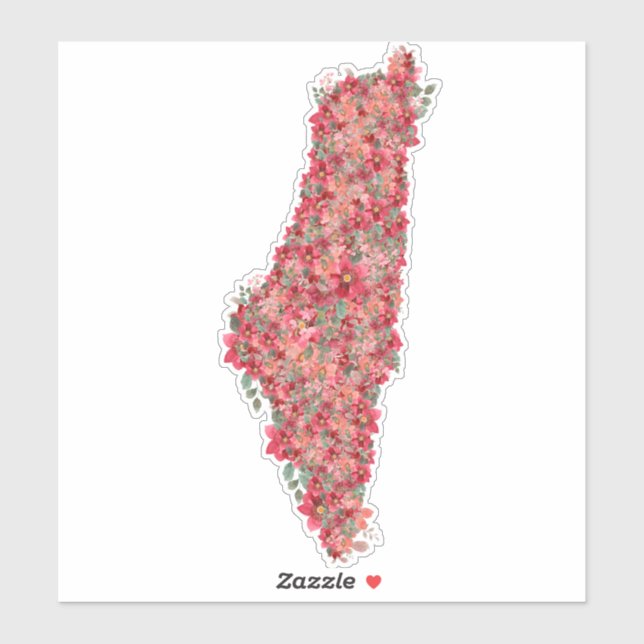 Sticker Floral Palestine carte la liberté artistique pour  (Feuille)