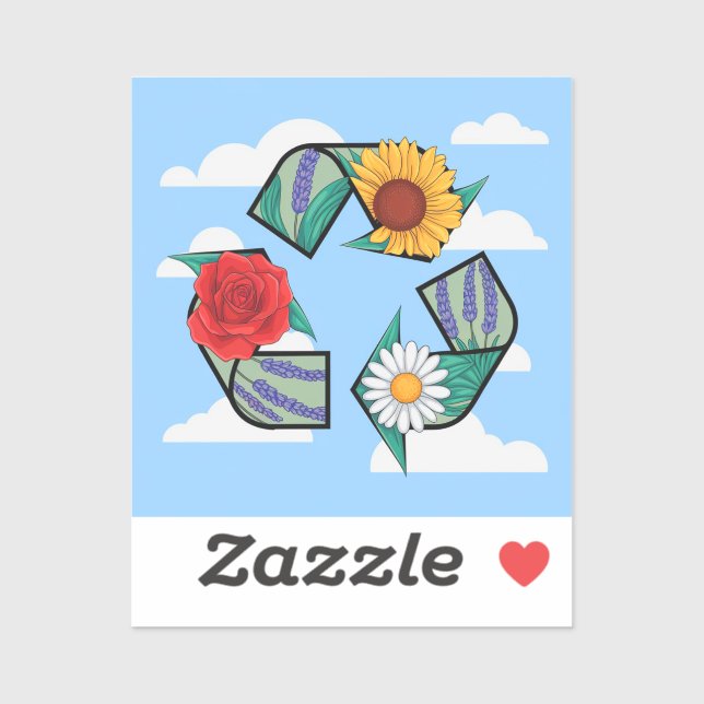 Sticker Floral Recycling Symbol | Eco-Friendly Nature (Feuille)