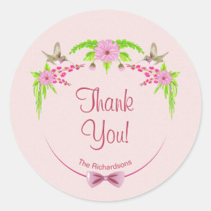 Sticker floral rose et vert nostalgique