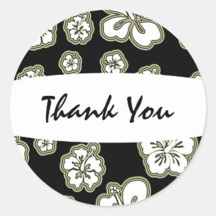 Sticker floral Tan & Black White Elegant Hibiscus