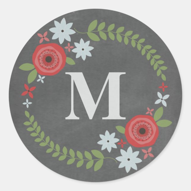 Sticker Floral Wreath Monogram (Devant)