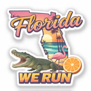Sticker Floride Nous Courons Coucher de soleil Alligator F