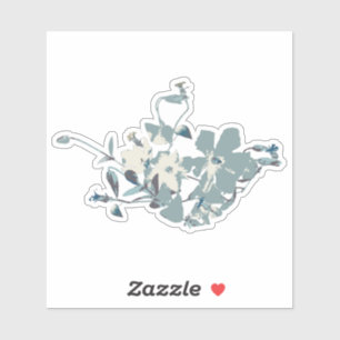 Sticker Flower Grey Blue Cream Clematis Vins Motif