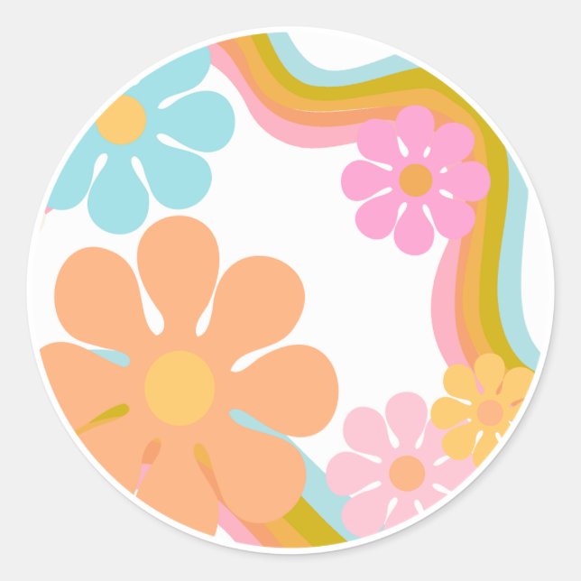 Sticker Flower Happy Birthday Mood 60s les années  (Devant)