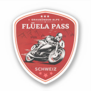 Sticker Flüela Pass VTT suisse alpes