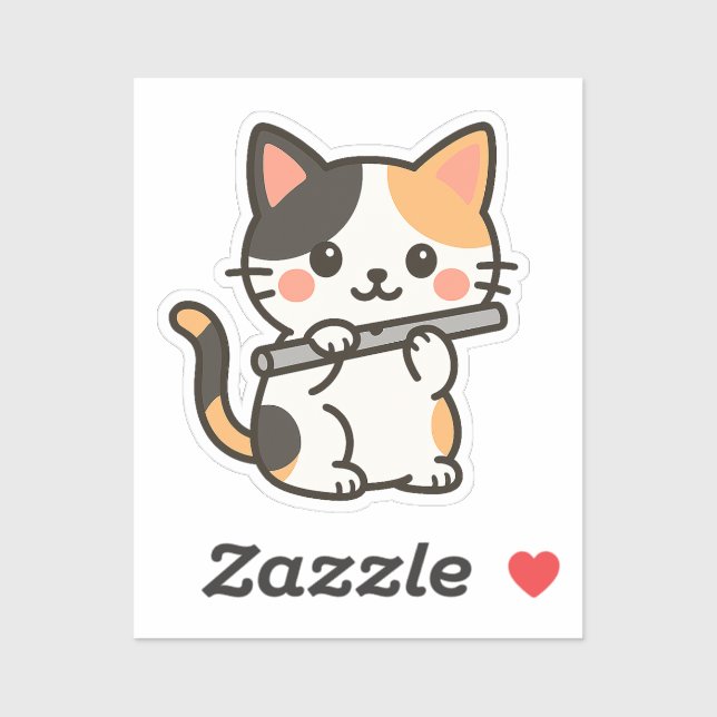 Sticker Flute Calico Cat Wind Melody (Feuille)