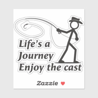 Sticker Fly Fishing stick figure guy casting a nymph