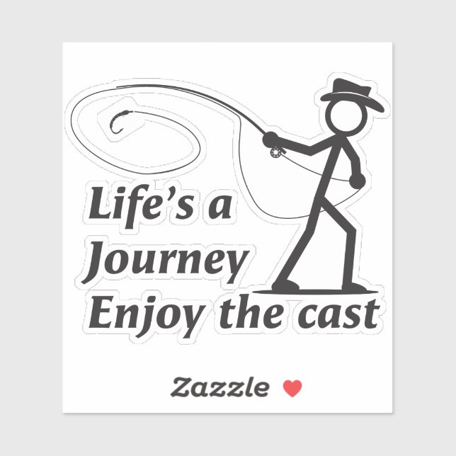Sticker Fly Fishing stick figure guy casting a nymph (Feuille)