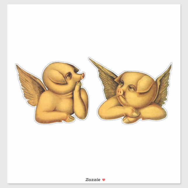 Sticker Flying Angel Pigs with wings Imaginaire Animaux Ar (Feuille)