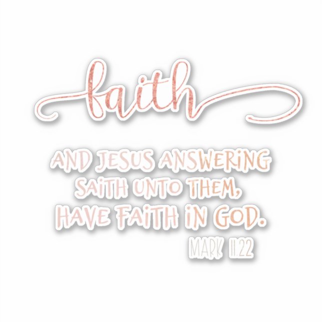 Sticker Foi d'or rose avec le couplet de la Bible KJV (Devant)