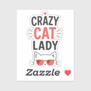 Sticker Folle dame aux chats drôle mignon conception d'amo