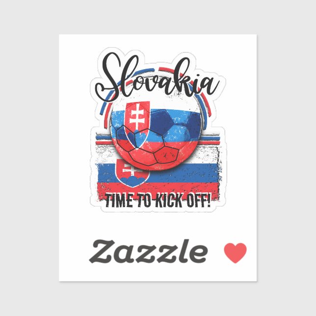 Sticker Football Slovaquie Drapeau, Football Blanc Bleu Ro (Feuille)
