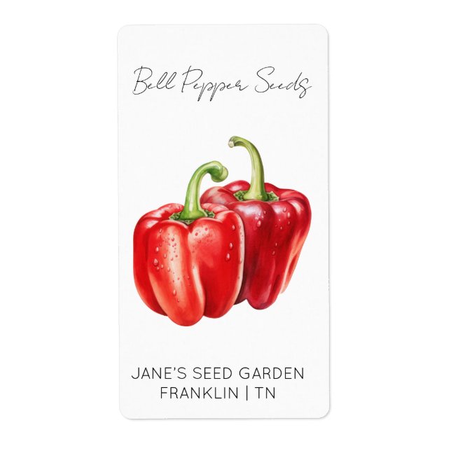 Sticker for seed packet | Bell Pepper Seed Label (Front)