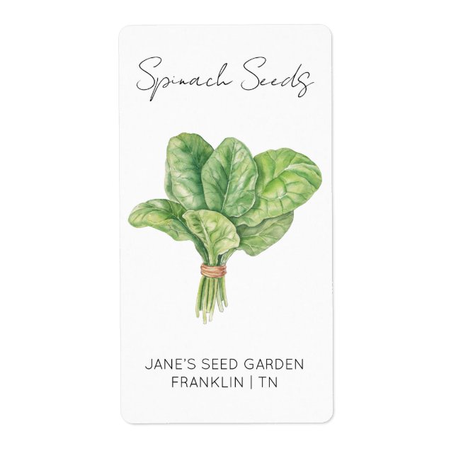 Sticker for seed packet | Spinach Seed Label (Front)