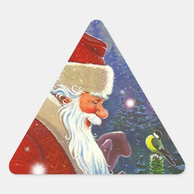 Sticker Forêt antique Père Noël Noël Oiseau hiver (Devant)