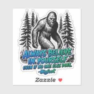Sticker Forêt Vintage Bigfoot Croyez En Vous Citation