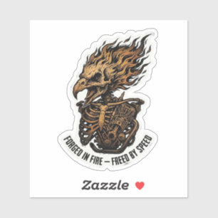 Sticker Forgé Dans Le Feu Libéré Par La Vitesse Squelette 