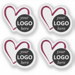 Sticker Forme cardiaque bordeaux simple avec logo ou image