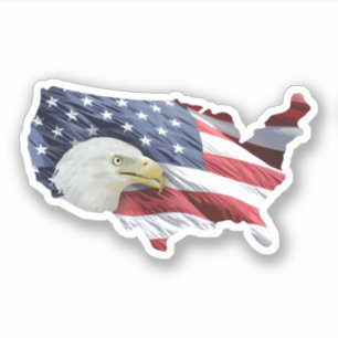 Sticker Forme de carte de l'aigle américain patriotique