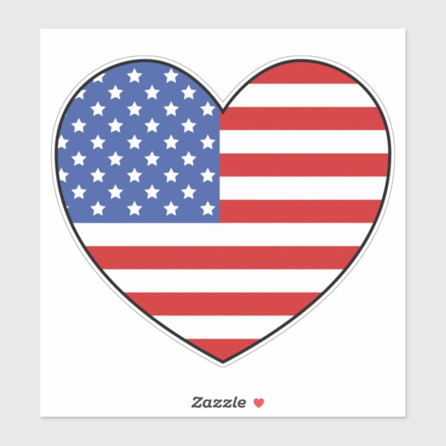 Sticker Forme de coeur du drapeau américain (Feuille)