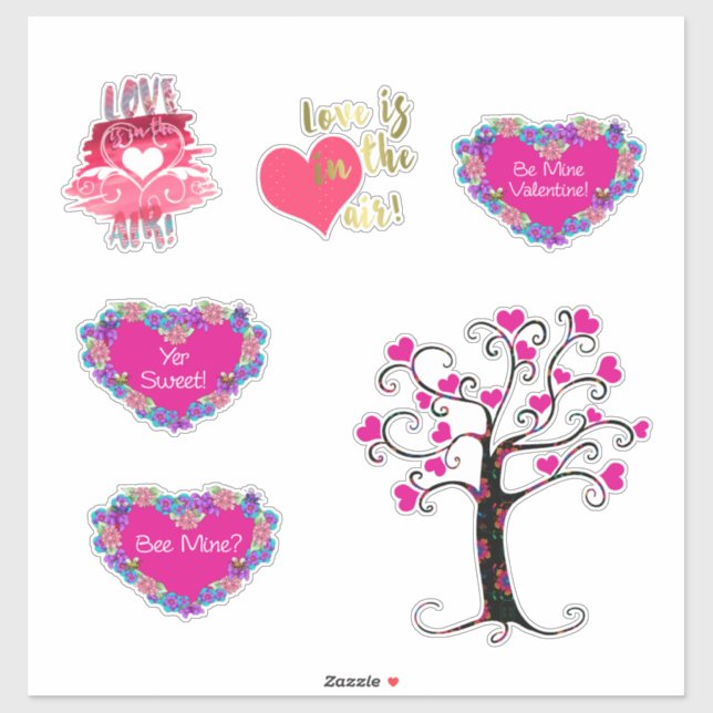 Sticker Formes cardiaques Saint-Valentin (Feuille)