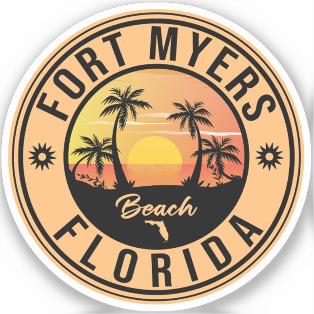 Sticker Fort Myers Beach Retro - Florida Souvenirs (Recto)