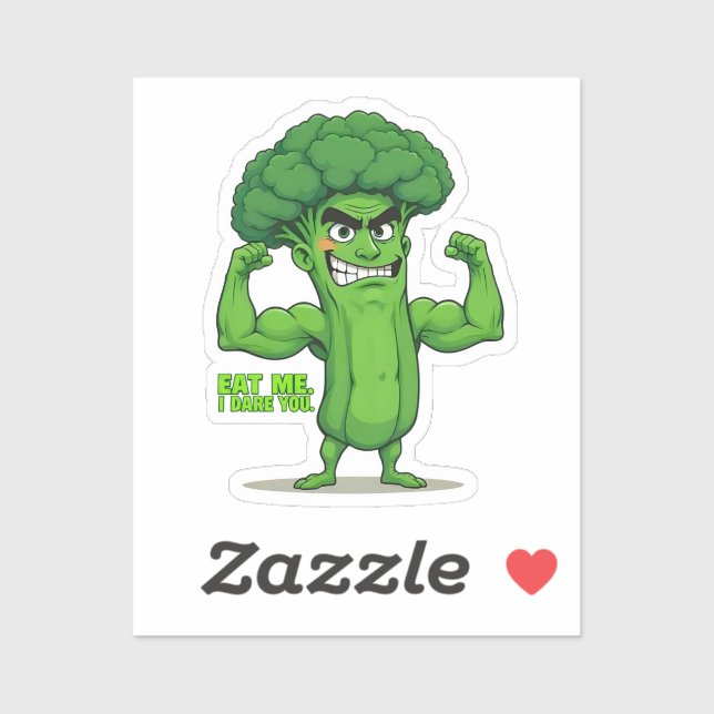 Sticker Forte Légume Club-Flexing Broccoli Drôle Cartoon (Feuille)