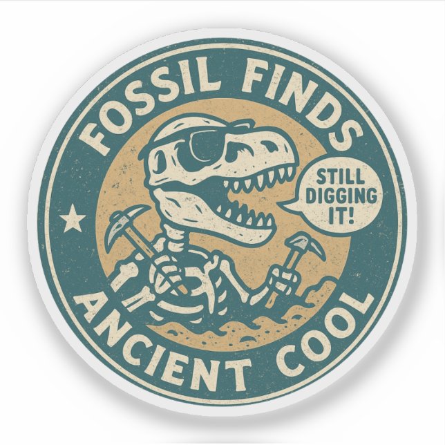 Sticker Fossil Trouve l'archéologie T-Rex Cool antique (Devant)