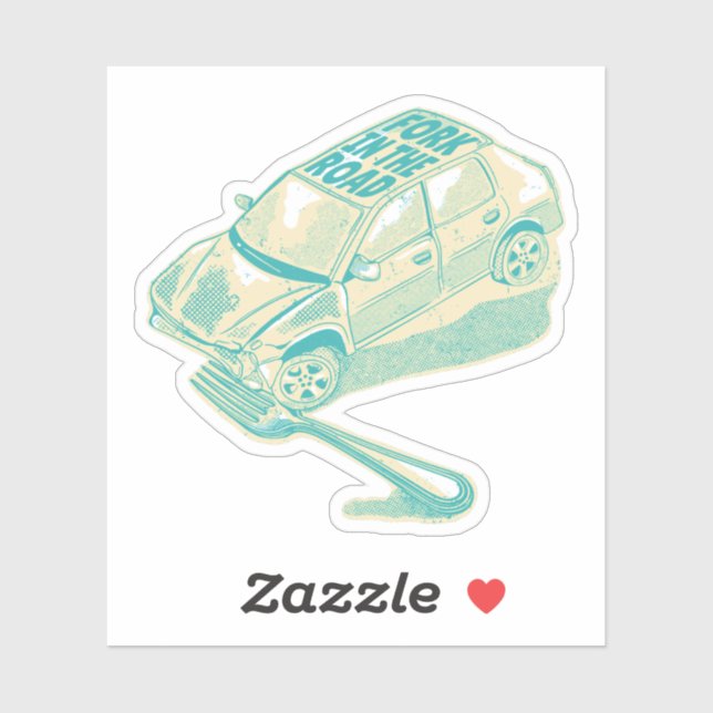Sticker Fourche dans l'accident de la route (Feuille)