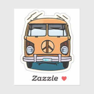 Sticker Fourgonnette Hippie Rétro Kilt Vintage Couleurs Ar