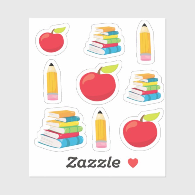 Sticker Fournitures scolaires crayons et livres (Feuille)