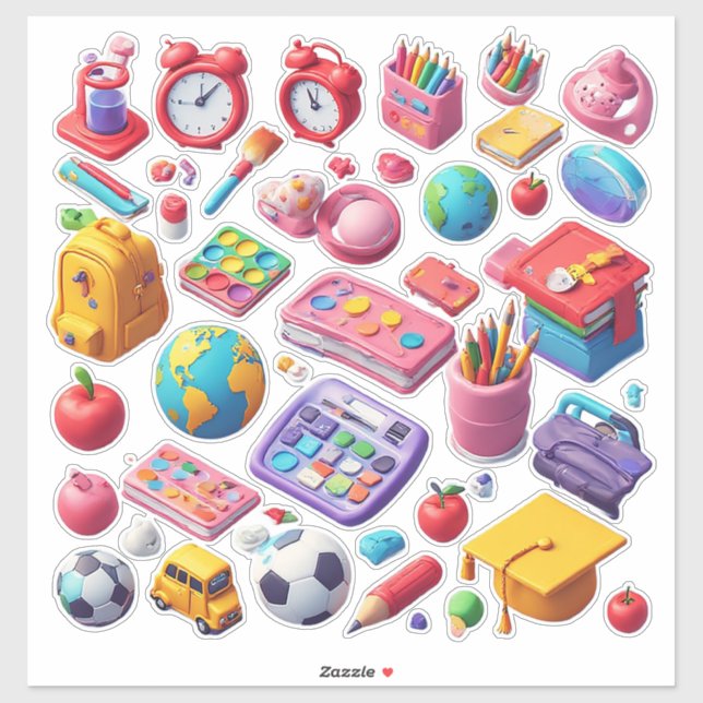 Sticker Fournitures scolaires et outils d'éducation vibran (Feuille)