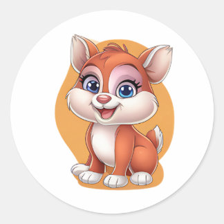 Sticker Fox adorable - Joli dessin animé animal