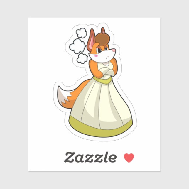 Sticker Fox as Bride with Wedding dress.PNG (Feuille)