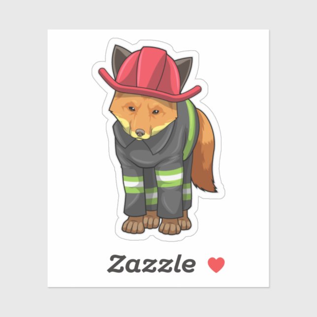 Sticker Fox as Firefighter avec Helmet (Feuille)