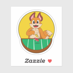 Sticker Fox at Poker avec des jetons de Poker