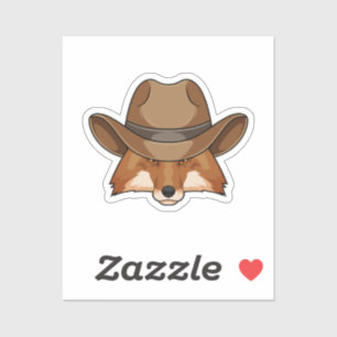 Sticker Fox comme Cowboy avec Casquette