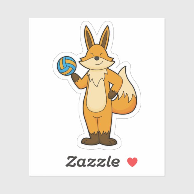 Sticker Fox comme joueur de volleyball avec volleyball (Feuille)