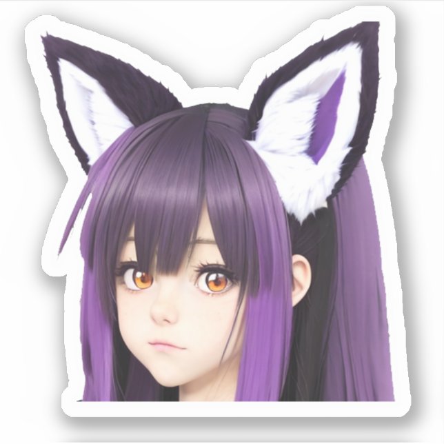 Sticker Fox oreilles sur la fille Anime (Devant)