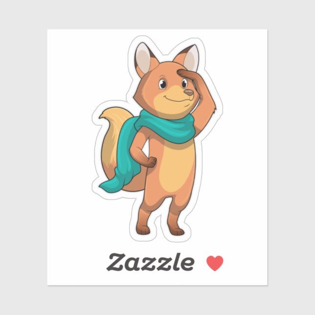 Sticker Fox with Scarf (Feuille)
